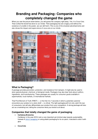 Branding and Packaging- Companies who completely changed the game
