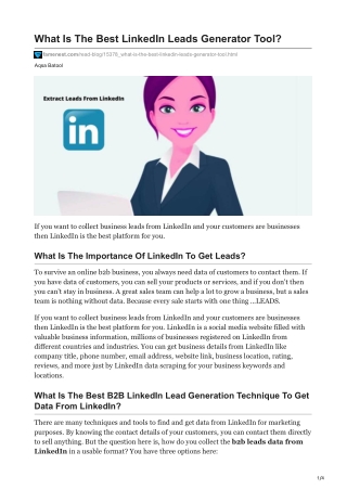 What Is The Best LinkedIn Leads Generator Tool