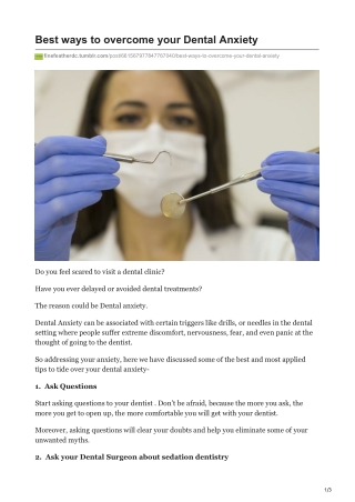 Best ways to overcome your Dental Anxiety