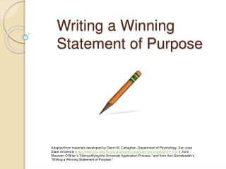 Writing a Winning Statement of Purpose