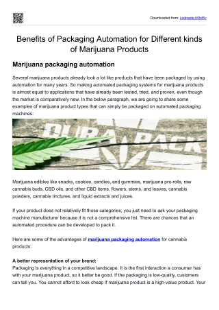 Marijuana Packaging Automation