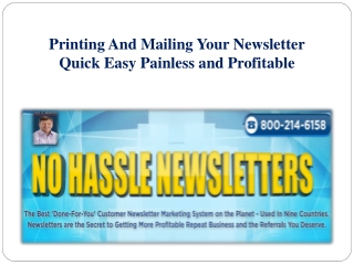 Printing And Mailing Your Newsletter Quick Easy Painless and Profitable