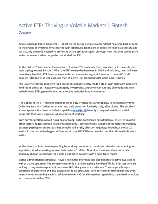 Active ETFs Thriving in Volatile Markets | Fintech Zoom