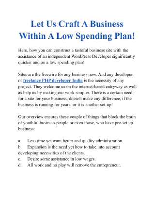 Let Us Craft A Business Within A Low Spending Plan!