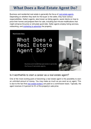What Does a Real Estate Agent Do