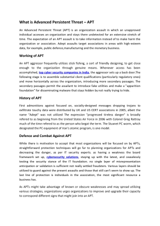 What is Advanced Persistent Threat