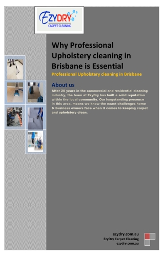 Why Professional Upholstery cleaning in Brisbane is Essential - EzyDry