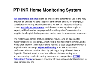 PT INR Home Monitoring System