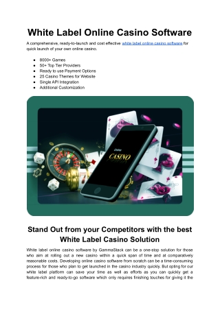 White Label Online Casino Software