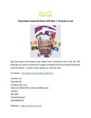 Chocolate Covered Dates Gift Box | Tamrah.co.uk