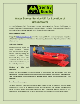 Water Survey Service UK for Location of Groundwater