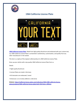1964 California License Plate