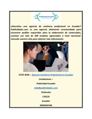Professional Castinera Agency In Ecuador  Publicidadec.com