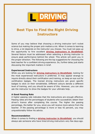 Best Tips to Find the Right Driving Instructors