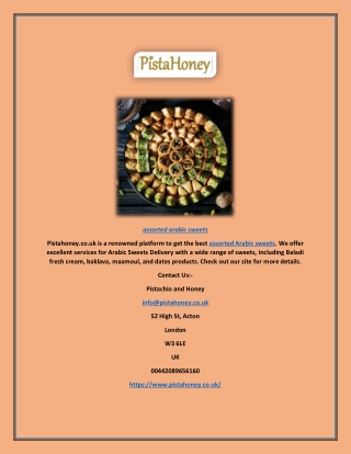 Assorted Arabic Sweets | Pistahoney.co.uk
