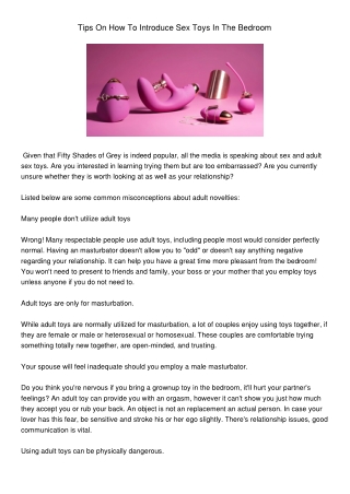 TipsOnHowToIntroduceSexToysInTheBedroom