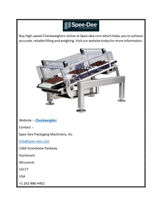 Buy High Speed Checkweighers Online at Spee-dee.com