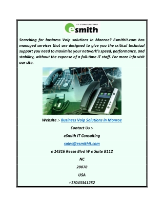 Business Voip Solutions in Monroe  Esmithit.com