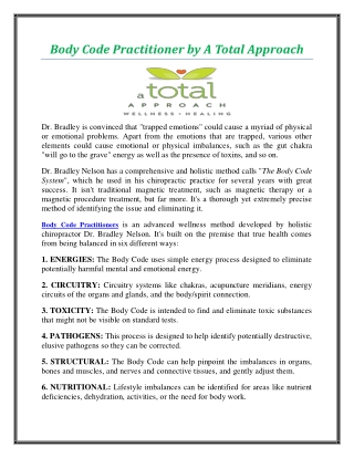 Body Code Practitioners