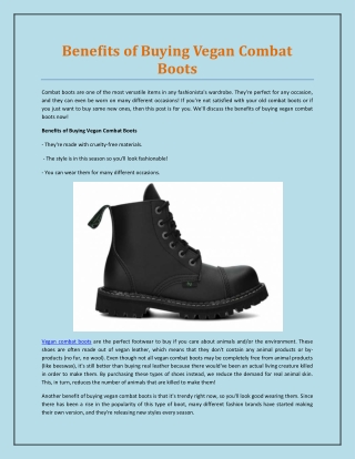 Benefits of Buying Vegan Combat Boots