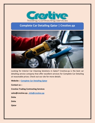 Complete Car Detailing Qatar | Crestive.qa