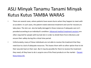 ASLI Minyak Tanamu Tanami Minyak Kutus Kutus TAMBA
