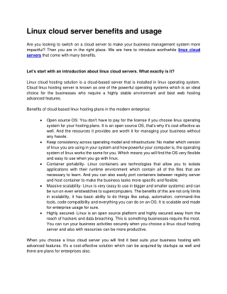 Linux cloud server benefits and usage-converted