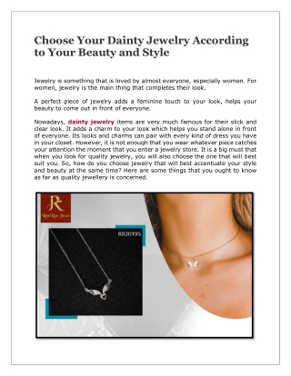 Choose Your Dainty Jewelry According to Your Beauty and Style
