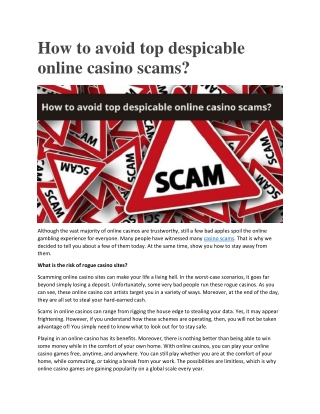 How to avoid top despicable online casino scams?