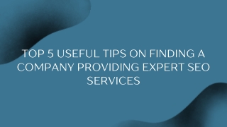 Top 5 Useful Tips on Finding a Company Providing Expert SEO Services