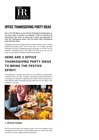 The Best Office Thanksgiving Practices