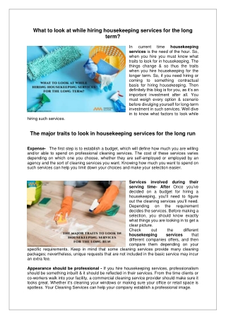 Things to know before hiring housekeeping services for long term