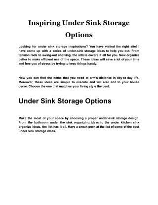 Inspiring Under Sink Storage Options