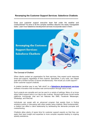 Revamping the Customer Support Services Salesforce Chatbots
