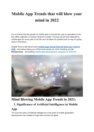 Mobile App Trends that will blow your mind in 2022