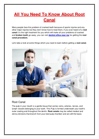 All You Need To Know About Root Canal
