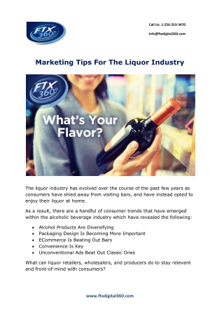 Marketing Tips For The Liquor Industry