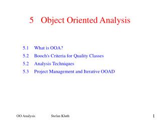 5	Object Oriented Analysis
