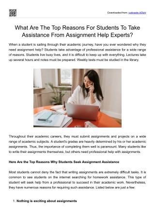 What Are The Top Reasons For Students To Take Assistance From Assignment Help Experts