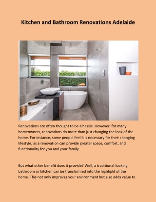 Kitchen and Bathroom Renovations Adelaide