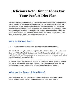 Delicious Keto Dinner Ideas For Your Perfect Diet Plan