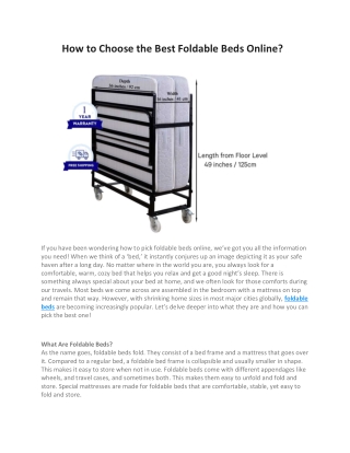 How to Choose the Best Foldable Beds Online?