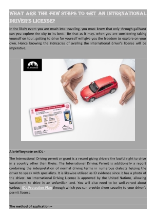 What are the few steps to get international driver’s license.
