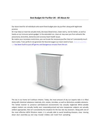 Best Air purifier UK - AllAboutAir