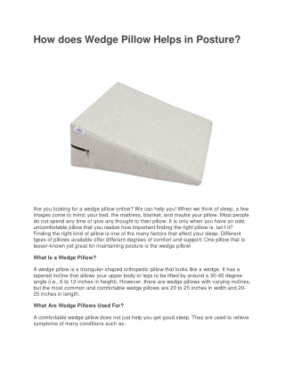 How does Wedge Pillow Helps in Posture?