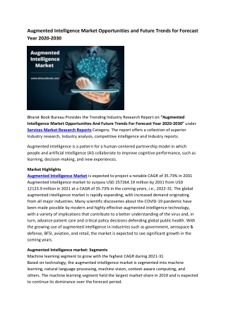 Global Augmented Intelligence Market Research Report 2020-2030