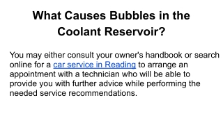 What Causes Bubbles in the Coolant Reservoir_