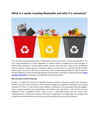 e waste recycling newcastle