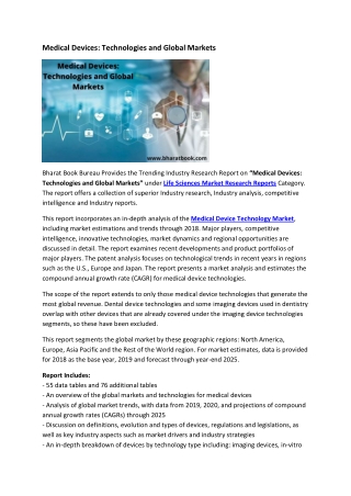 Medical Devices: Technologies and Global Markets