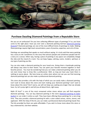 Purchase Dazzling Diamond Paintings from a Reputable Store